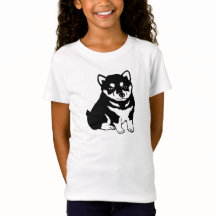 Cute Shiba Inu Puppy Dog Silhouette Girl's T-Shirt