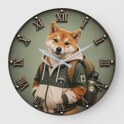 Cute Shiba Inu Puppy Grote Klok (Voorkant)