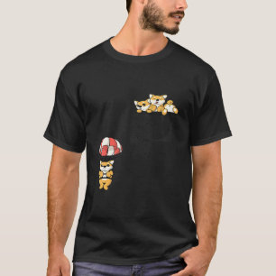 Cute Shiba Inu Puppy Pplay Parachute in Pocket D T-shirt
