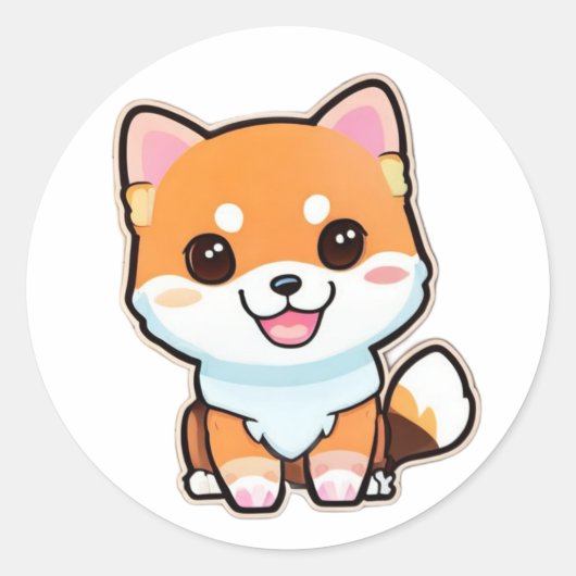Cute Shiba Inu Ronde Sticker (Voorkant)