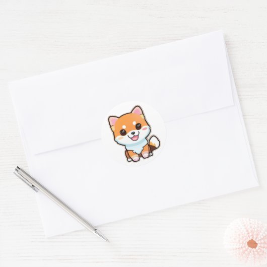 Cute Shiba Inu Ronde Sticker (Envelop)