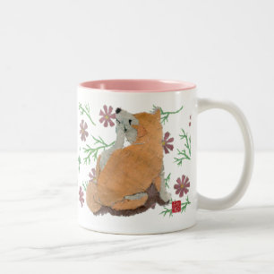 Cute Shiba Inu, Roze Floral Pattern Mok