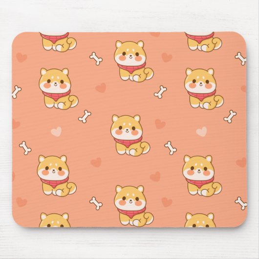 Cute Shiba Inu Seamless Pattern Muismat (Voorkant)