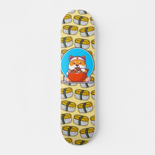 Cute shiba-inu sushi-voedselpatroon persoonlijk skateboard (Voorkant)