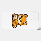 Cute Shiba Inu with Coffee – Cozy Dog Illustration Case-Mate iPhone Case (Achterkant (horizontaal))