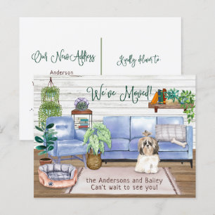 Cute Shih Tsu Cozy New Home Moving Aankondigingskaart