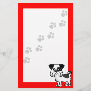Cute Shih Tzu Black en White - Pawprint Red Briefpapier