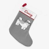 Cute Shih Tzu Cartoon Dog Personalized Holiday Kleine Kerstsok (Voorkant (Hangend))
