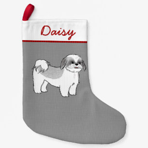 Cute Shih Tzu Cartoon Dog Personalized Holiday Kleine Kerstsok