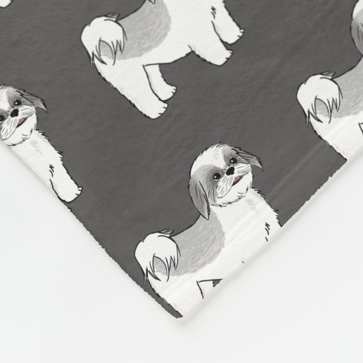 Cute Shih Tzu Cartoon Dogs Pattern Fleece Deken (Hoek)
