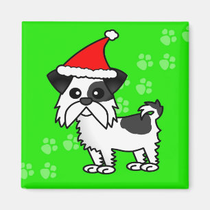 Cute Shih Tzu cartoon Santa Hat - Zwart-wit Magneet
