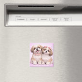 Cute Shih Tzu Couple Valentine Illustration Magneet (Insitu (Vaatwasser))
