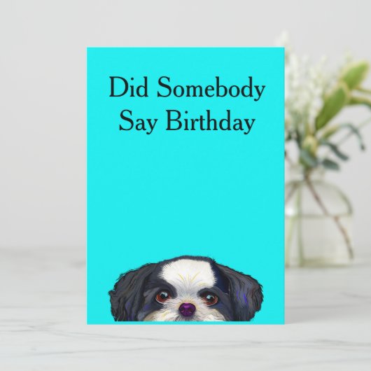 Cute Shih Tzu Dog Birthday Card Kaart (Staand voorkant)