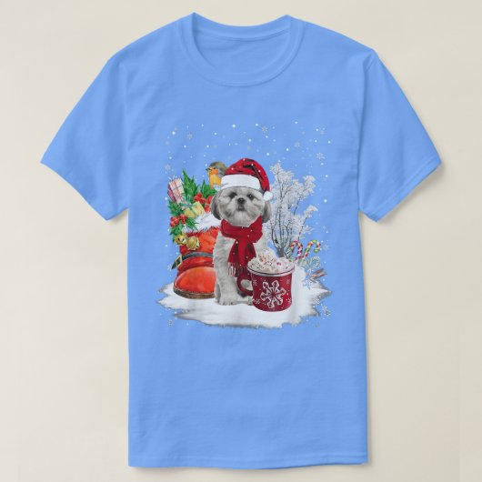 Cute Shih Tzu Dog Kerstmis T-shirt (Design voorkant)