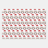 Cute Shih tzu Dog & Red Striped Kerstmis Inpakpapier Vel (Voorkant)
