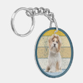 Cute Shih Tzu Dog Retro Background Sleutelhanger (Voorkant Links)