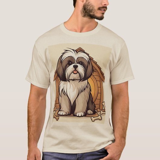 Cute Shih Tzu Doghouse illustration T-shirt