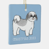 Cute Shih Tzu Grey and White Cartoon Dog Custom Keramisch Ornament (Rechts)