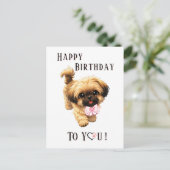 Cute Shih Tzu Happy Birthday Puppy Dog Postcard  Briefkaart (Staand voorkant)