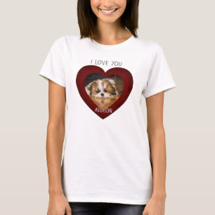 Cute shih tzu houdt van hartfoto T-shirt met Valen