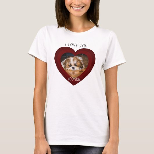 Cute shih tzu houdt van hartfoto T-shirt met Valen (Voorkant)