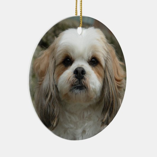 Cute Shih Tzu kerstversiering Keramisch Ornament (Rechts)