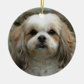 Cute Shih Tzu kerstversiering Keramisch Ornament (Voorkant)