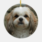 Cute Shih Tzu kerstversiering Keramisch Ornament (Achterkant)