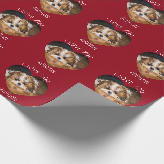 Cute shih tzu love Valentijn hartfoto Cadeaupapier (Hoek)