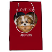 Cute shih tzu love Valentijn hartfoto Medium Cadeauzakje (Voorkant)