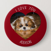 Cute shih tzu love Valentijn hartfoto Ronde Button 4,0 Cm (Voorkant)