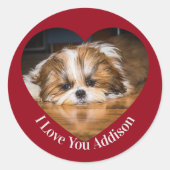Cute shih tzu love Valentijn hartfoto Ronde Sticker (Voorkant)