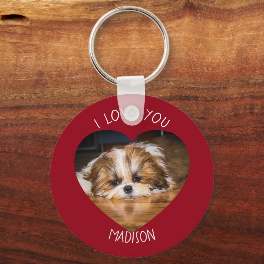 Cute shih tzu love Valentijn hartfoto Sleutelhanger (Voorkant)