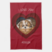 Cute shih tzu love Valentijn hartfoto Theedoek (Verticaal)