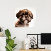 Cute Shih Tzu Puppy Dog Portrait Poster (Thuiskantoor)