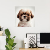 Cute Shih Tzu Puppy Hond Portrait Poster (2) (Thuiskantoor)
