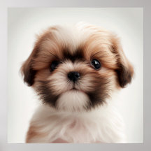 Cute Shih Tzu Puppy Hond Portret Poster (2)