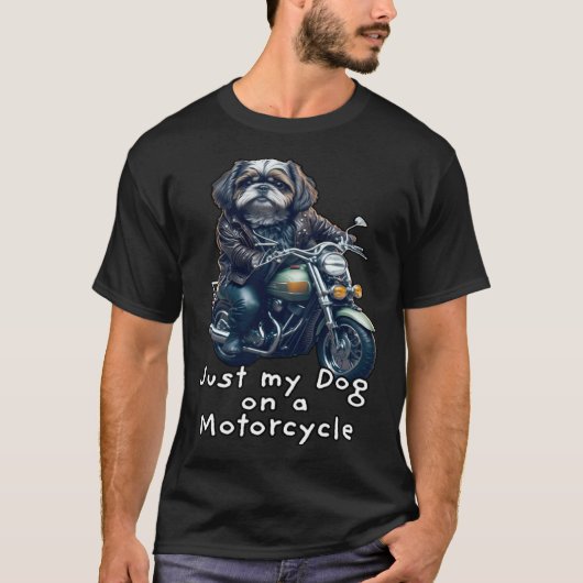 Cute Shih Tzu ride on a motorcycle  Christmas  1 T-shirt (Voorkant)