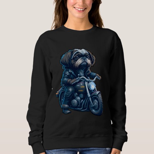 Cute Shih Tzu ride on a motorcycle  Christmas Trui (Voorkant)