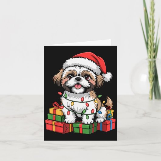 Cute Shih Tzu Santa Hat Christmas Xmas Dog Lovers  Kaart (Voorkant)
