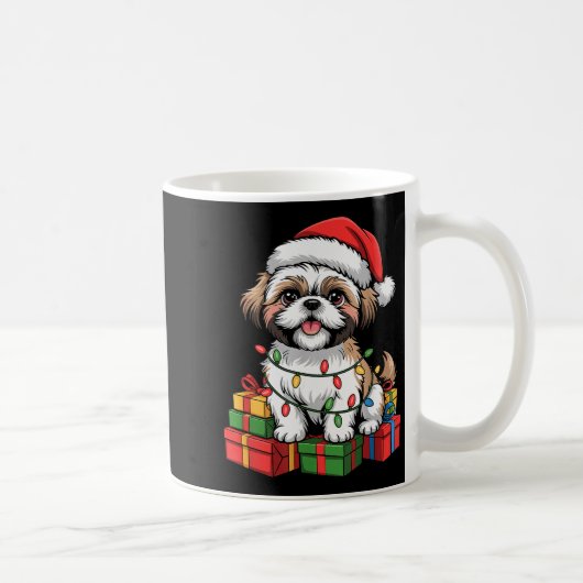 Cute Shih Tzu Santa Hat Christmas Xmas Dog Lovers Koffiemok (Rechts)
