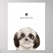 Cute Shih Tzu Waterverf Illustration Dog's Name Poster (Voorkant)