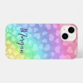 Cute Shimmering Rainbow Hearts, gepersonaliseerd iPhone Hoesje (Achterkant horizontaal)