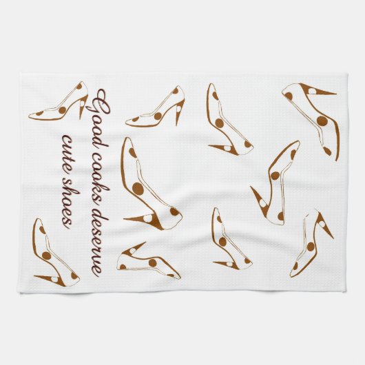 Cute Shoes Brown and White Theedoek (Horizontaal)
