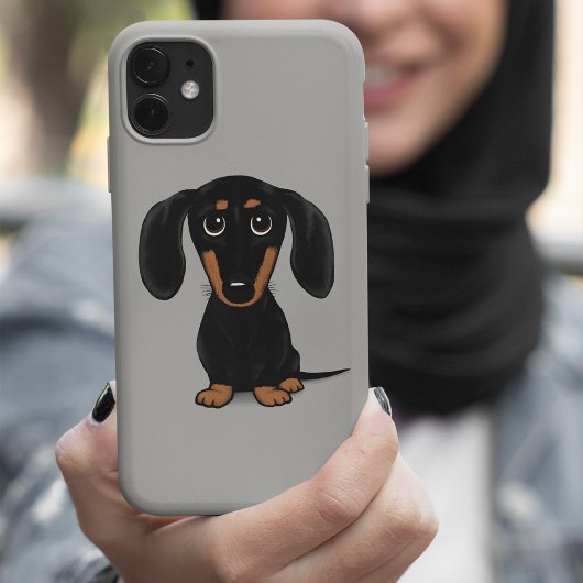 Cute Short Hazard Black en Tan Dachshund Case-Mate iPhone Case