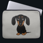 Cute Short Hazard Black en Tan Dachshund Laptop Sleeve<br><div class="desc">Cute Cartoon Doxie</div>
