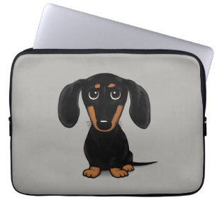 Cute Short Hazard Black en Tan Dachshund Laptop Sleeve