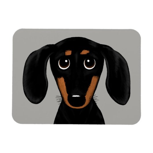 Cute Short Hazard Black en Tan Dachshund Magneet (Horizontaal)