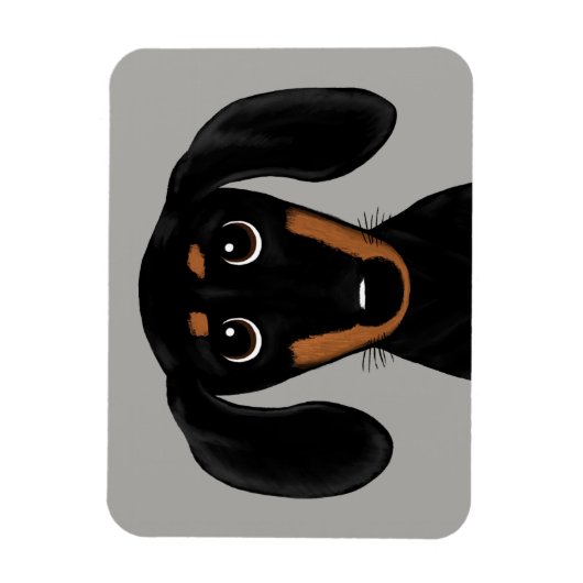 Cute Short Hazard Black en Tan Dachshund Magneet (Verticaal)