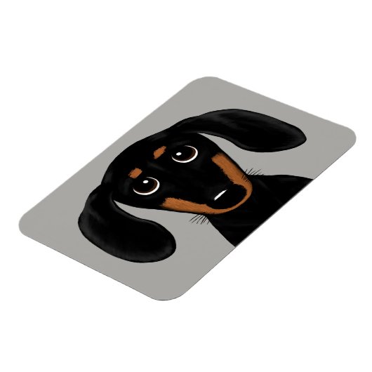 Cute Short Hazard Black en Tan Dachshund Magneet (Linkerzijde)